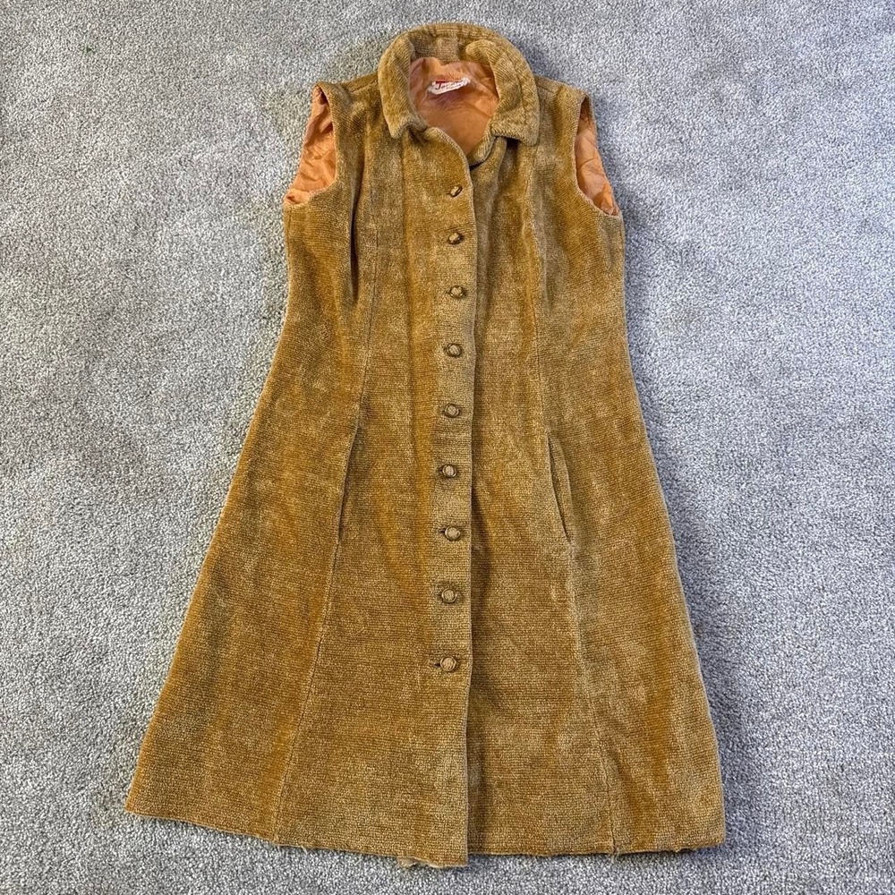 True Vintage 1960s 1970s Jerell of Texas Brown Corduroy Maxi Dress Women's Small